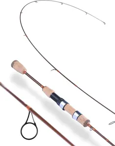 Trout&PANFISH Ultralight Fishing Rod 2 PCS – Trout, Crappie, Panfish Micro Spinning Rods – Brown Carbon Fiber Blank, Cork Handle – 5’6”/6’/6’6”/7’