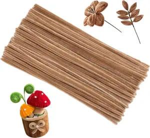 Pipe Cleaners, 100 count Chenille Stems Pipe Cleaners Craft, Creative Craft Pipe Cleaners, Crafting Supplies for Festivals Flower Making, DIY  Decorations/Light Brown