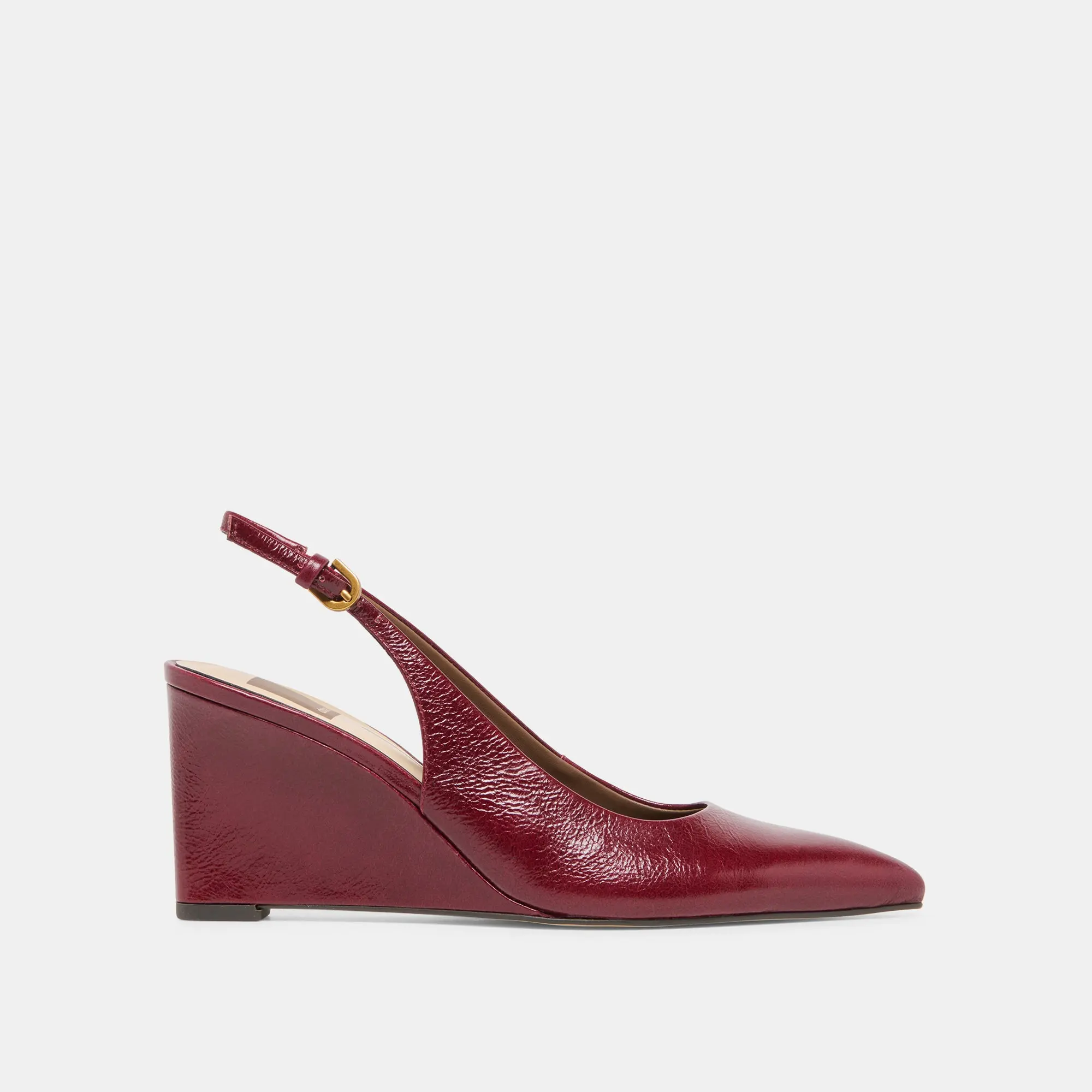 EVELAN WEDGES GARNET LEATHER