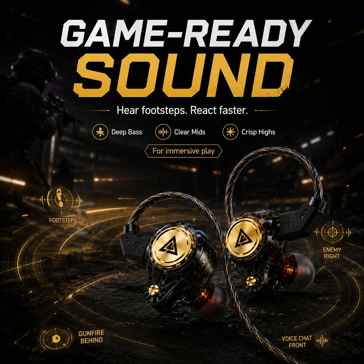Transparent Gaming Earbuds with Mic, Wired In-Ear Headphones with Deep Bass Stereo Sound, 3.5mm Earphones for Gaming, Music & Calls