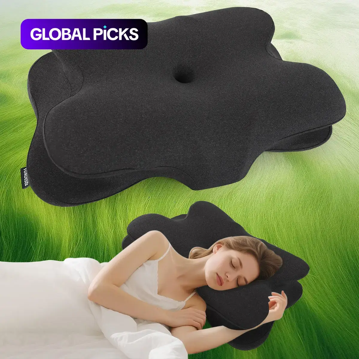 100% Memory Foam Orthopedic Cervical Pillow for Side, Back and Stomach Sleepers, Ergonomic Support Pillow with Cooling Pillowcase, Gray, Supportive Head Cushion, Great Gift for Black Friday, Christmas and New Year #GLOBAL PICKS