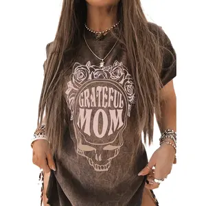 GRATEFUL MOM DESTRUCTED SIDE SLIT TEE