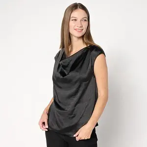 MarlaWynne WynneCollection Satin Drape Neck Top