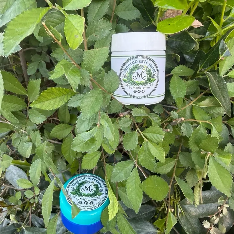 Artisanal Vaporub - Herbal Formula for Relief, Green Leaves Packaging, Handmade Product Cream