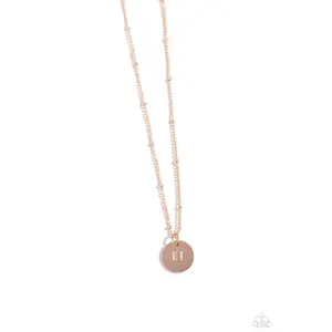 Initial Elegance - Rose Gold - U - Letter Alphabet Short Necklace - Paparazzi