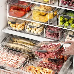 12pcs Reusable Stackable Refrigerator Storage Boxes with Lids, Sealed Food Storage Containers for Kitchen Cabinets, Fruits, Vegetables, Meat and Pet Food