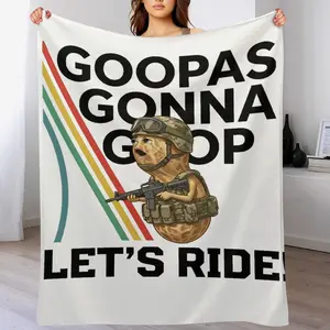 Goopas Gonna Gop Let's Ride Funny Military Peanut Meme Blanket, Viral Goofy Peanut Gift for Friends, Soft Flannel Fleece Throw Blanket for All Season Home Travel Camping