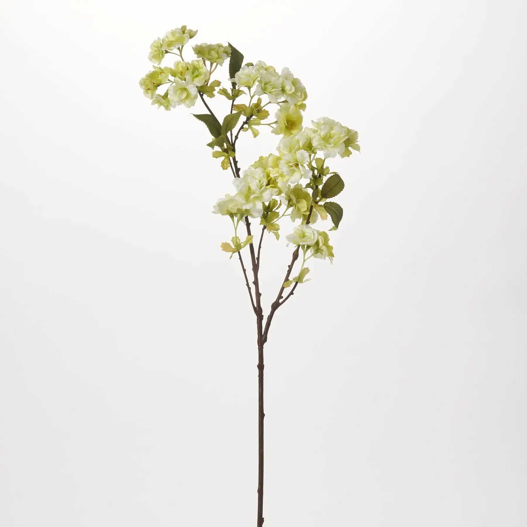 32-in Lifelike Artificial Cherry Blossom Spray - Single Long Stem with Adjustable Branches, Light Green & White Artificial Flowers for Centerpieces, Home Decor Accessory, Floral Decor