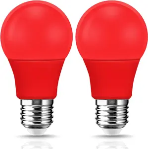 LED Red Light Bulb 60W Equivalent, A19 LED E26 Base Red Color Light Bulbs, 9W Bulb for Halloween, Christmas Decoration, Party, Bars, Porch Lights, Holiday Mood Lighting, Pack of 2