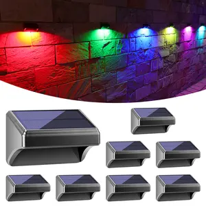 8/12 Pack Solar Fence Lights, Outdoor Waterproof Warm White & Color Glowt, LED, for Backyard, Patio, Deck Railing, Stair Handrail, Pool and Wall (8 Packs)