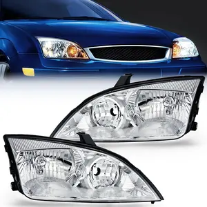 Nilight 2005 2006 2007 Ford Focus Headlight Assembly Chrome Housing Clear Reflector Clear Lens