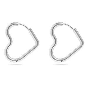 Heart Shaped Hoop Earrings - Pair - 316L Stainless Steel