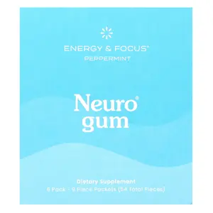 NeuroGum Energy & Focus Gum, Peppermint, 6 Packs, 9 Pieces Each
