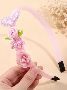 Floral Heart Headband, Cute Stretch Design, Perfect for Parties and Daily Use, Fashionable All-Season Accessory, Sweet Style Hair Band