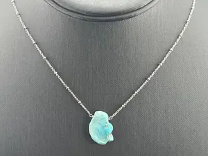 Genuine Turquoise Necklace • 925 Sterling Silver Chain • Real Turquoise Gemstone Jewelry