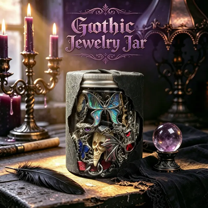 Jollyhit No Gold Gothic Jewelry Jar – Light Goth Core with Witchy & Punk Accents | Mother’s Day Gift, Birthday Gift for Daughter, Girlfriend & Best Friend