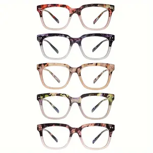 5-Pack Floral Blue Light Blocking Reading Glasses with Spring Hinges