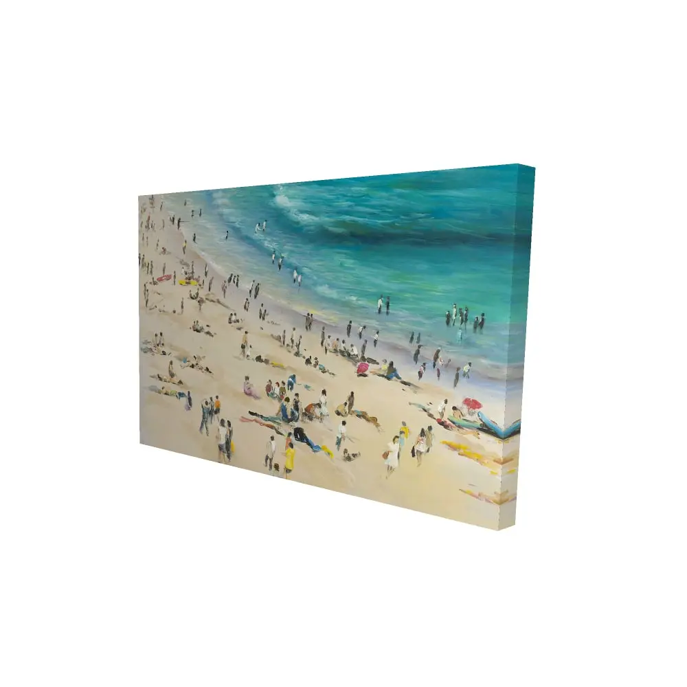 Begin Home Decor 2080-2436-CO36 24 x 36 in. Summer Crowd at the Beach - Turquoise Canvas for Home Decor
