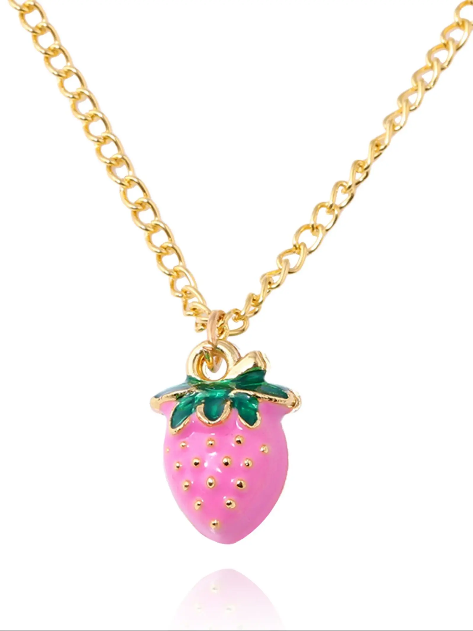 Cute Strawberry Pendant Necklace, Fashion Jewelry for Party, Daily Clothing Decor, Trendy All-match & Exquisite Jewelry for Birthday Gift