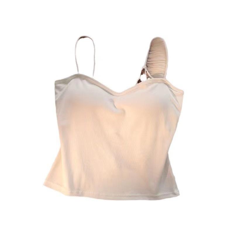 White Camisole Vest for Women Summer Inner Wear with Chest Pad Spider Web Beautiful Back Bra Integrated Sweet Spicy Girl TubeWomenswear Tops Workout Tops Spaghetti Strap Basic Workout Sets Women Sports Bra Casual Minimalist Short Sleeveless