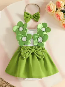 Cute Baby Girl Floral Sleeveless Dress, Snap Closure, Burp Cloak Included, Summer Romper for 0-1 Year Olds, Casual Infant, Baby Clothes Girl