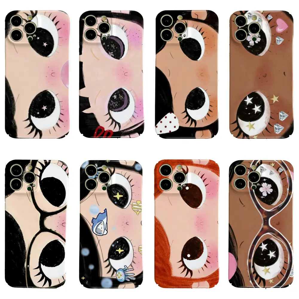 Dreamy INS Glittering Big Eyes Comic Girl Lovely Phone Cases for iPhone 17 Air 16 Pro Max 15 14 Plus 13 12 11  Trendy Protective Cover Ideal Gift for Teens, Kawaii Aesthetic Big Eyelash Tough Case,Cute Y2K Cartoon Girl Gift for Her Hi, Accessories, Smartp