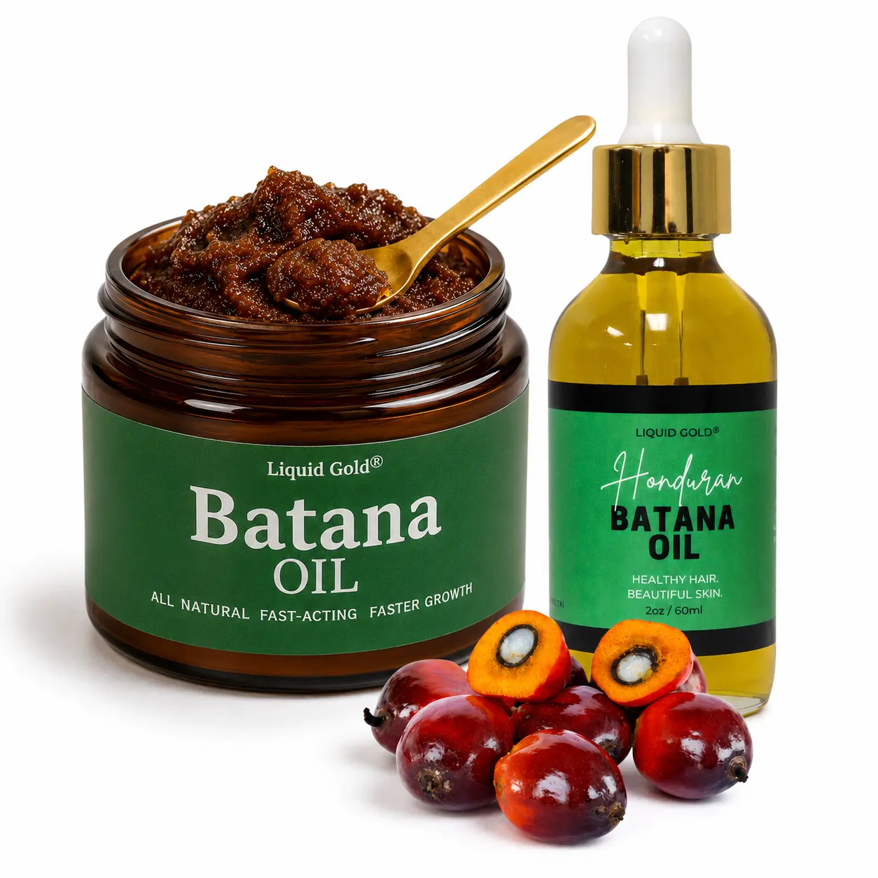 Liquid Gold Authentic Honduran Batana Duo | 2 oz Raw Batana + 2 oz Honduran Batana Oil (4 oz Total) Real Batana Oil Duo with Raw Batana Oil and Liquid Batana Oil for Hair Growth