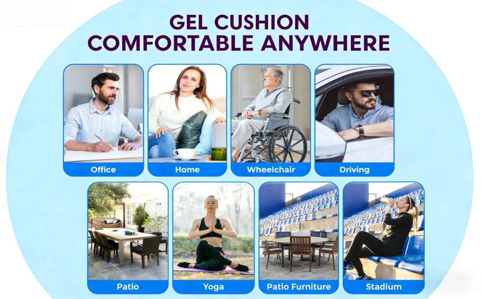 Gel cushion, cooling cushion (extra large and thickened), breathable honeycomb design to absorb pressure points, gel cushion for office chairs, home and car seat cushion, wheelchair cushion