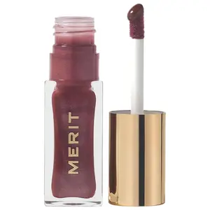 Merit Shade Slick Vegan Tinted Lip Oil Shimmer finish Color: Tabby - rose brown