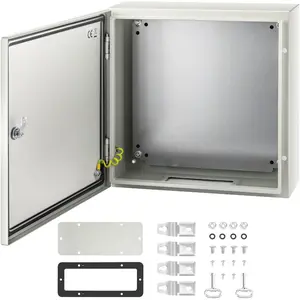 VEVOR NEMA Steel Enclosure, 20x 20x 6'' NEMA 4X Steel Electrical Box, IP66 Waterproof Dustproof, Outdoor/Indoor Electrical Junction Box, with Mounting Plate