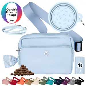 Puppington 3-in-1 Crossbody Dog Treat Pouch with Poop Bags, Slow-Feeding Travel Dog Bowl & Reflective Leash