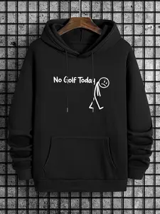 "no Golf Today" Fun Sketch Print Unisex College Hoodie, Hoodie Top, Comfortable Casual Pullover, Eye-Catching Design, Fall & Winter Hooded Sweatshirt, Hoodie Print Hoodies