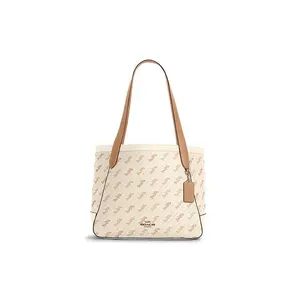 Coach Horse and Carriage Tote Bag with Dot Print and Leather Trim for Women