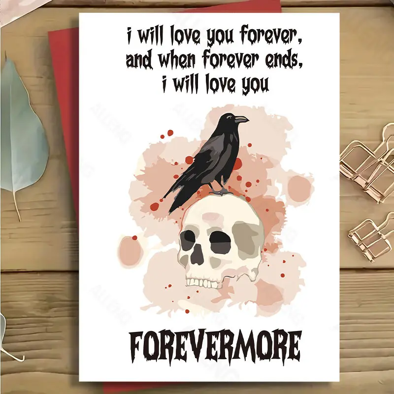 1pc  Gothic Forever Halloween Card - Fun Black Humorous Birthday, Anniversary, and Valentine's Day Greetings - Perfect for him or her