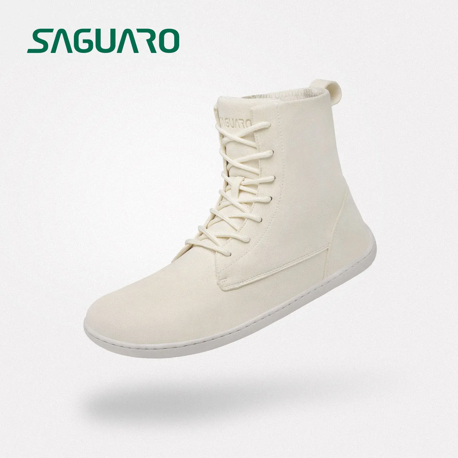 SAGUARO Women's Minimalist Suede Barefoot Boots, Mid-Calf Winter Style with Faux Fur Lining, Wide Toe Box, Lace Up & Side Zipper, Walking Shoes, Footwear, Party, Zero Drop