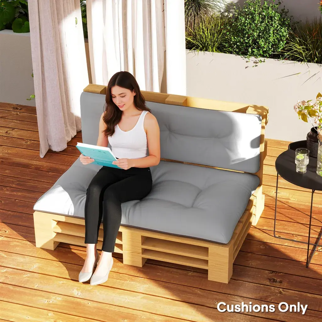 2 Seater Pallet Sofa Cushions, 3.9 Inch Thick Tufted Outdoor Replacement Cushions for Patio Furniture, Garden Bench, Deck Loveseat, Porch Seating, Seat and Back Cushions, Cushions Only for Outdoor Relaxing and Lounging#tiktokshopbacktoschool #sohochic