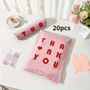 20pcs New Pink, White, Green Express Bags, Postal Bags: Thickened, Waterproof, English-Printed Mailing Packaging Destructive Bags