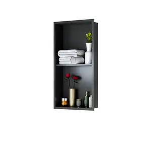 Garvee and Garvee Stainless Steel Shower Niches - Recessed Wall Storage Shelves in 12x24 and 12x12 Inches, Modern Bathroom Organizers Available in Black and Brushed Nickel Finishes