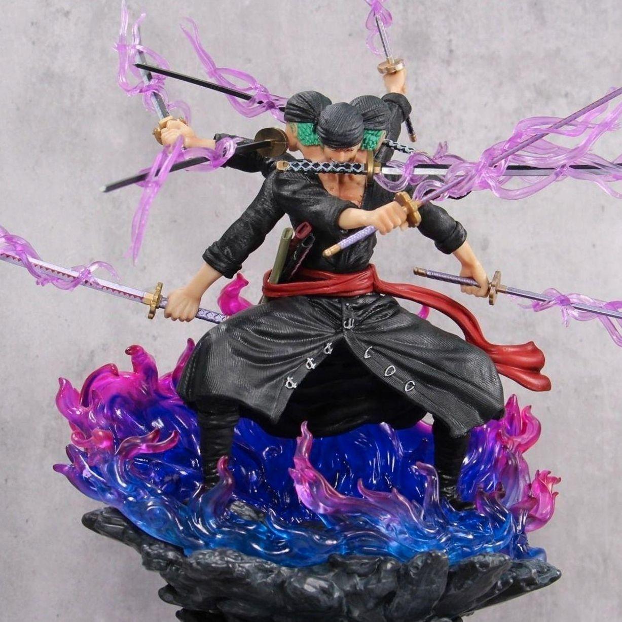 One Piece Zor'o Nine-Blade Sword Figure, Three-Head Six-Arm Asura Collectible Display, Perfect Gift for Boys, Anime Fan Favorite