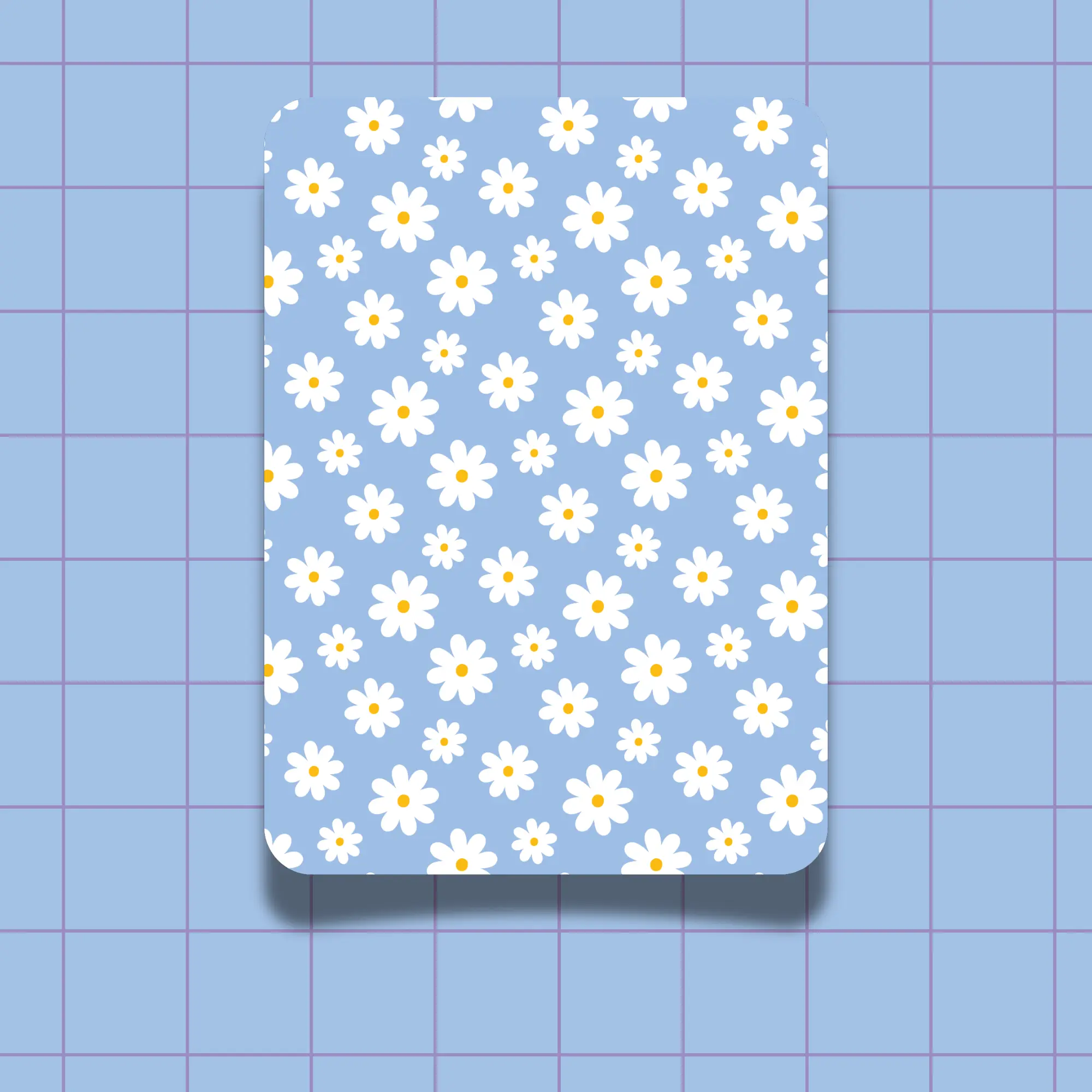 Spring 90s Floral Kindle Insert, Retro Floral eReader Cover, Aesthetic Kindle Sleeve, 6 Vintage-Inspired Spring Designs, 90s Decor, Delia's Inspired White Lined Flower Blue Back