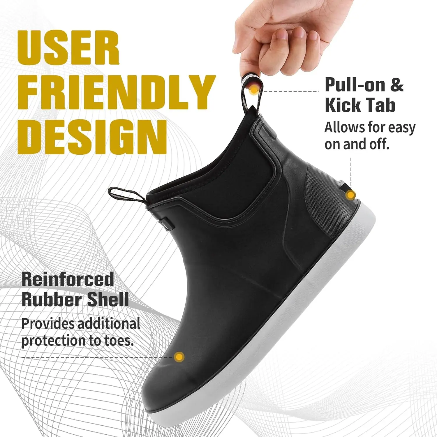 Men\'s Waterproof Rubber Boots High Traction Fishing Gardening Work HISEA Men main image 4