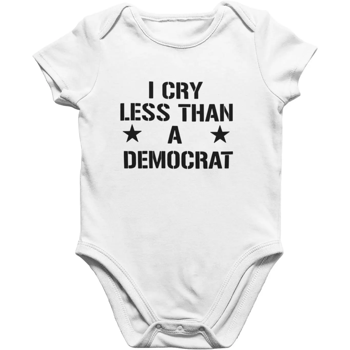 Freedomtees I Cry Less than a Democrat Funny Baby Bodysuit Outfit Shirt