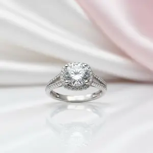 2 Carat 8mm Round Cut D Color Diamond Option Split Shank Engagement Ring