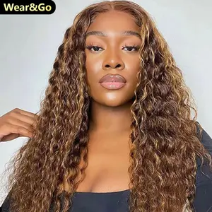 OQ HAIR Water Wave 4/27 Highlight Wear Go Glueless Wig Pre-cut Lace Wig 7x5 HD Lace Wig Preplucked with Natural Hairline Outdoorfun