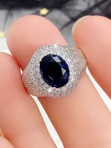 1 PC Pretty Blue Cubic Zirconia Ring Elegant Fashion Rings For Women For Wedding Party Jewelry Valentine's Day Gift