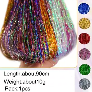 NEW Synthetic Sparkling Shiny Tinsel Hair Extensions Colorful Holographic Hair Tinsel Glitter Fairy Hair