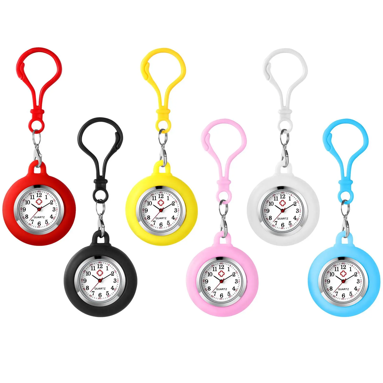 OIDEA Outdoor Carabiner Pocket Watch with Removable Eco-Friendly Silicone Cover, Backpack Clip Hanging Watch, Unisex Analog Quartz Outdoor Watch