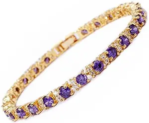 RIZILIA Eternity Tennis Bracelet & Round Cut CZ in Yellow Gold Plated, 7"