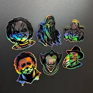 Halloween Decals - High Quality Vinyl - Weather Resistant Featuring Iconic Characters in Vibrant Rainbow Colors for Indoor & Outdoor Use