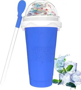 Slushie Maker Cups, Magic Quick Frozen Smoothies Cup for Homemade Milk Shake Ice Cream Maker, Cooling Cup, Double Layer Squeeze Slushy Maker Cup, Birthday Gifts for ,Family (Blue)